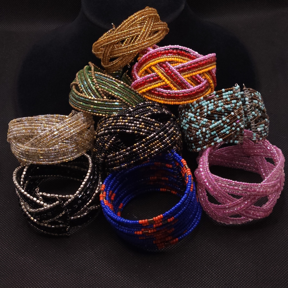 Boho Beaded Cuff Bracelets - image 1